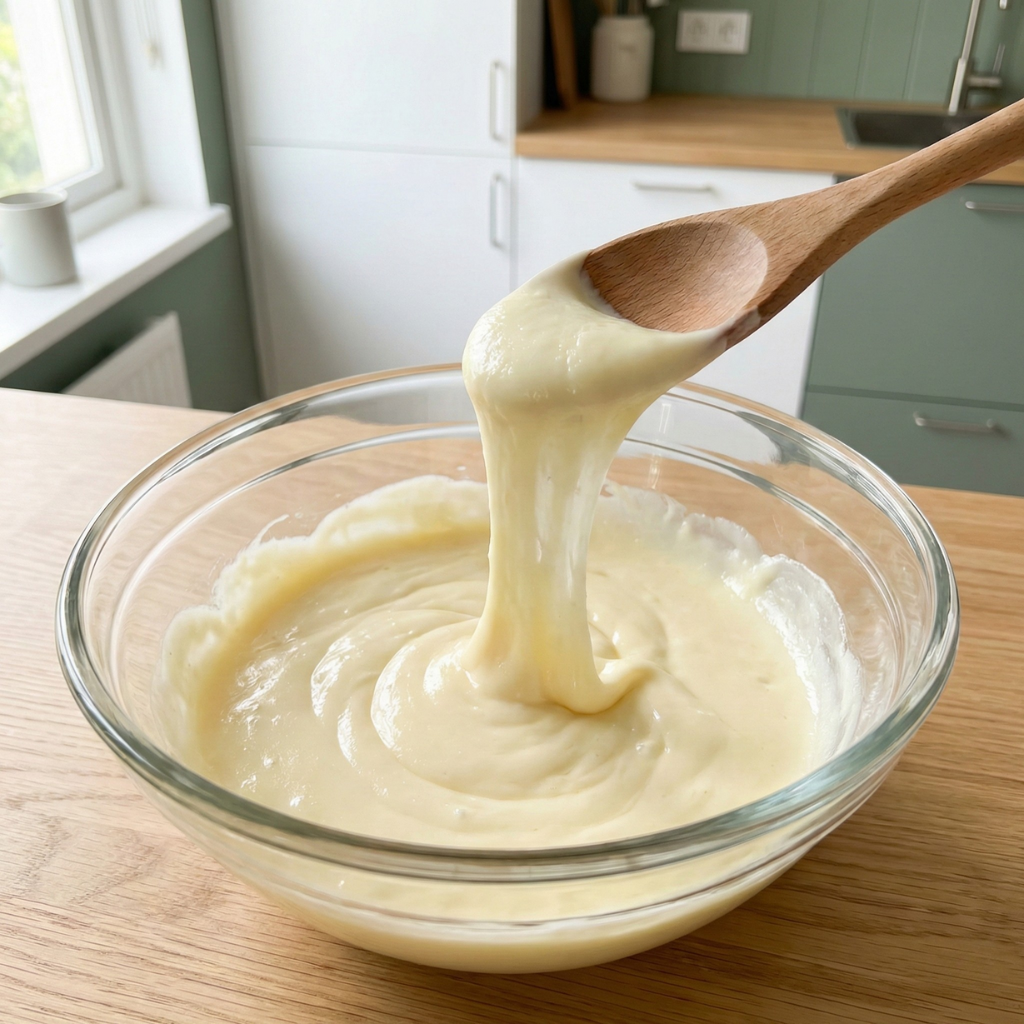 Sulatettu mozzarella ja tuorejuusto lasimaljakossa