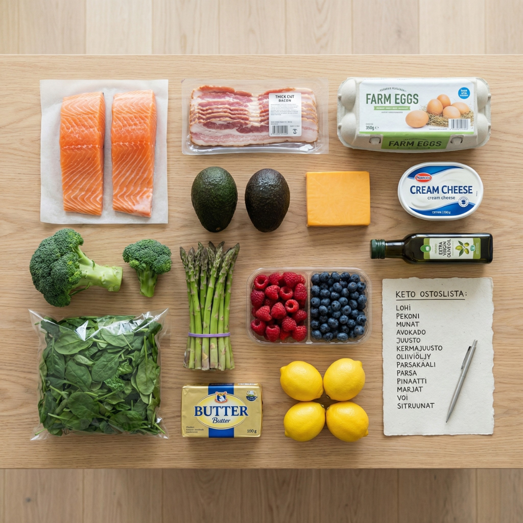 Keto ostoslista - viikon raaka-aineet
