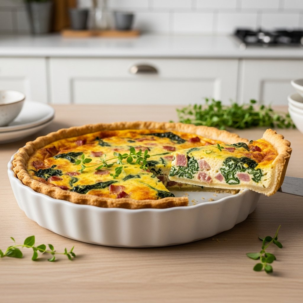 Valmis suolainen keto-quiche juustopohjalla