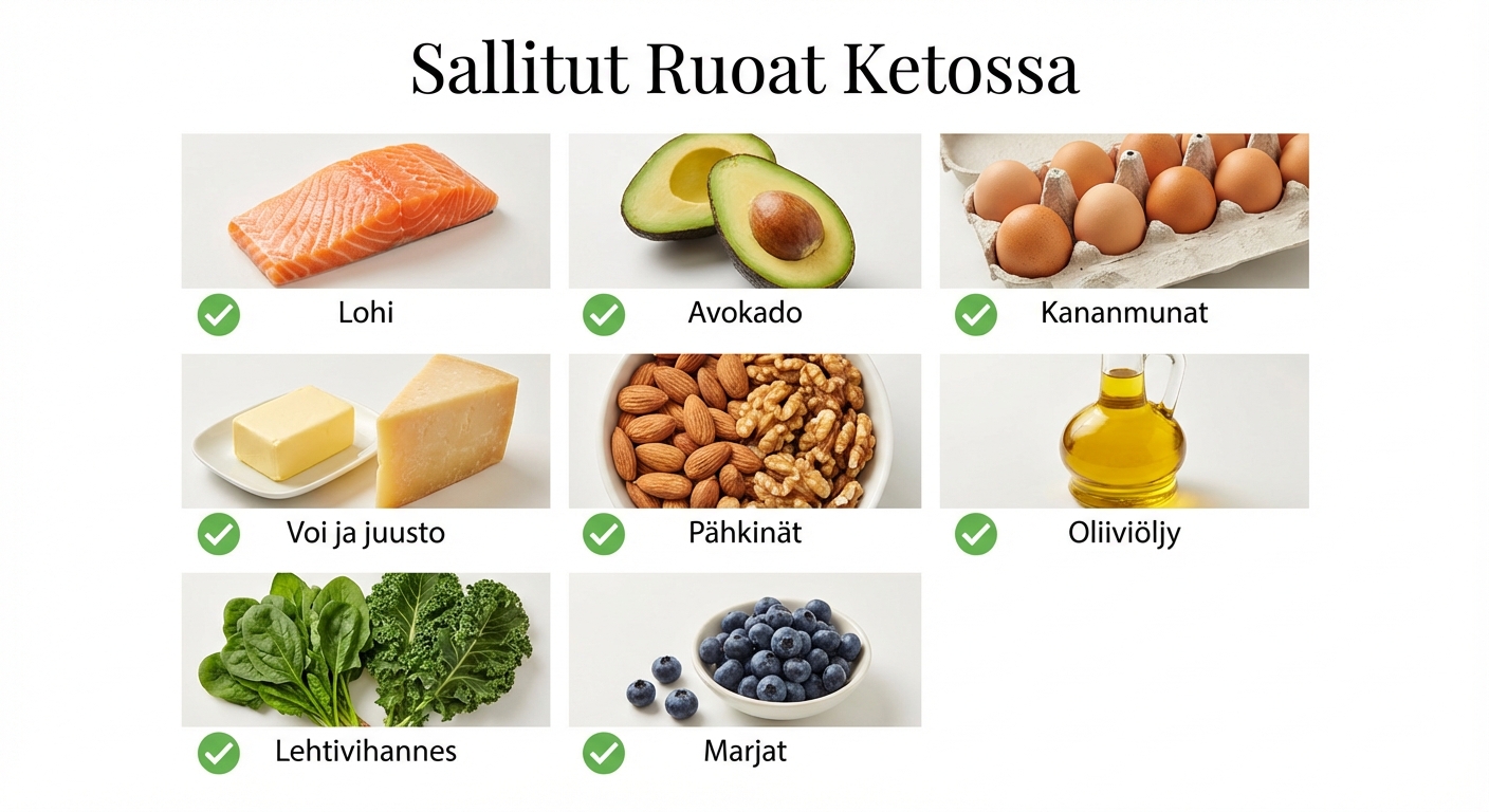 Keto-yst&auml;v&auml;llisi&auml; ruoka-aineita