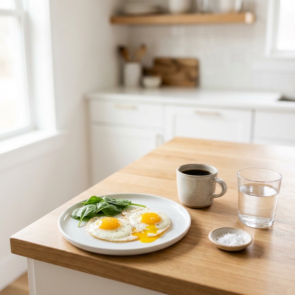 Keton ensimmäinen päivä: yksinkertainen ateria munista, lasillinen vettä merisuolalla – kehon sopeutuminen alkaa