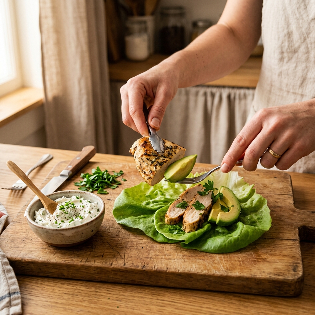 Keto-wrap valmistus — täyttäminen