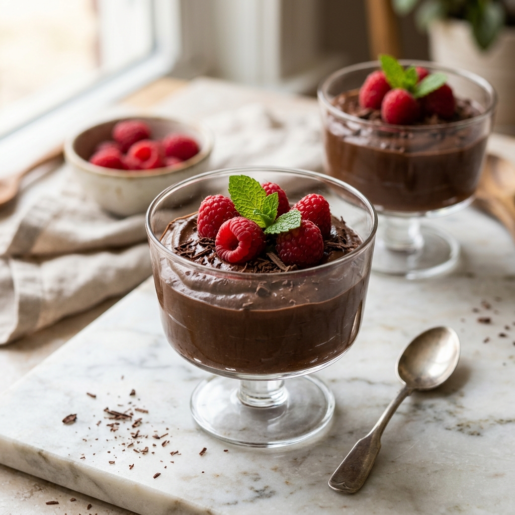 Keto-avokadosuklaamousse — valmis mousse lasissa