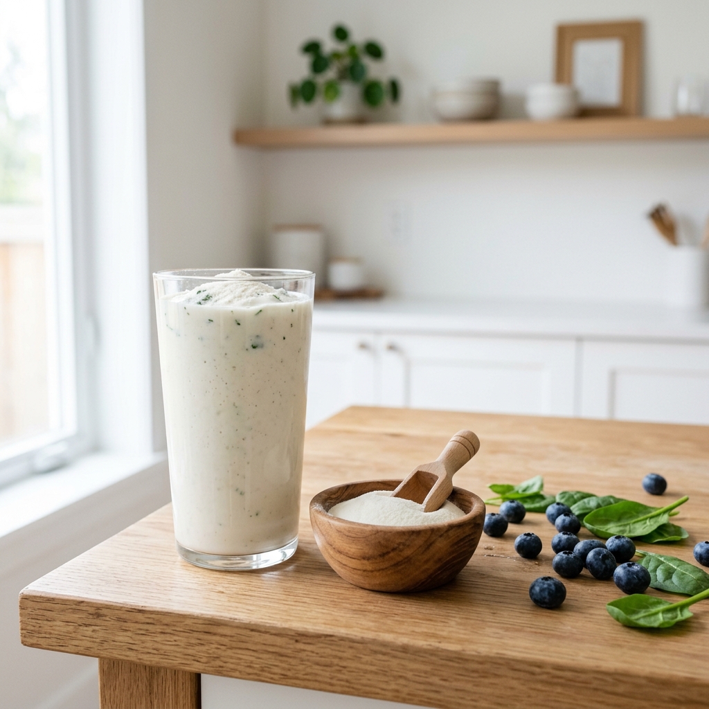 Kollageenijauhe smoothiessa — terveellinen keto-välipala