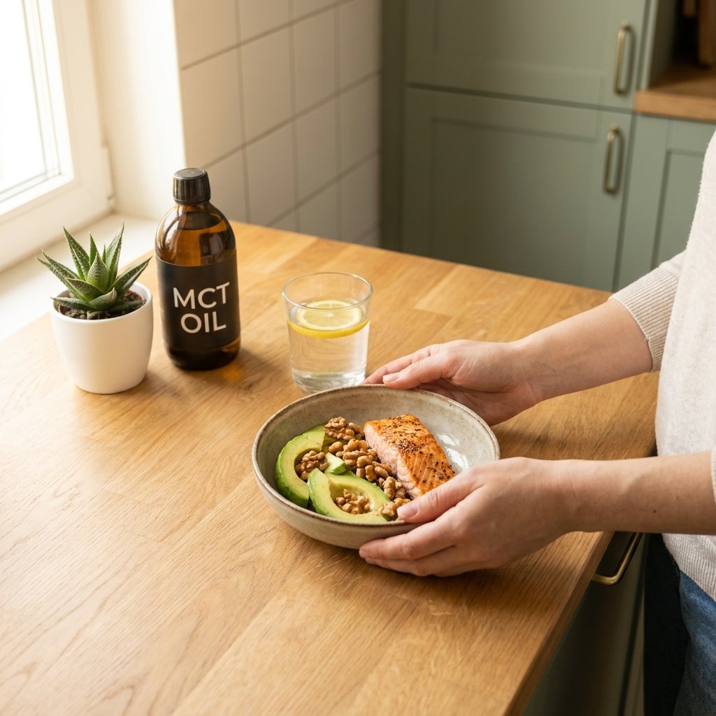 Henkilö valitsee terveellistä keto-ruokaa keto-elämäntavan tueksi