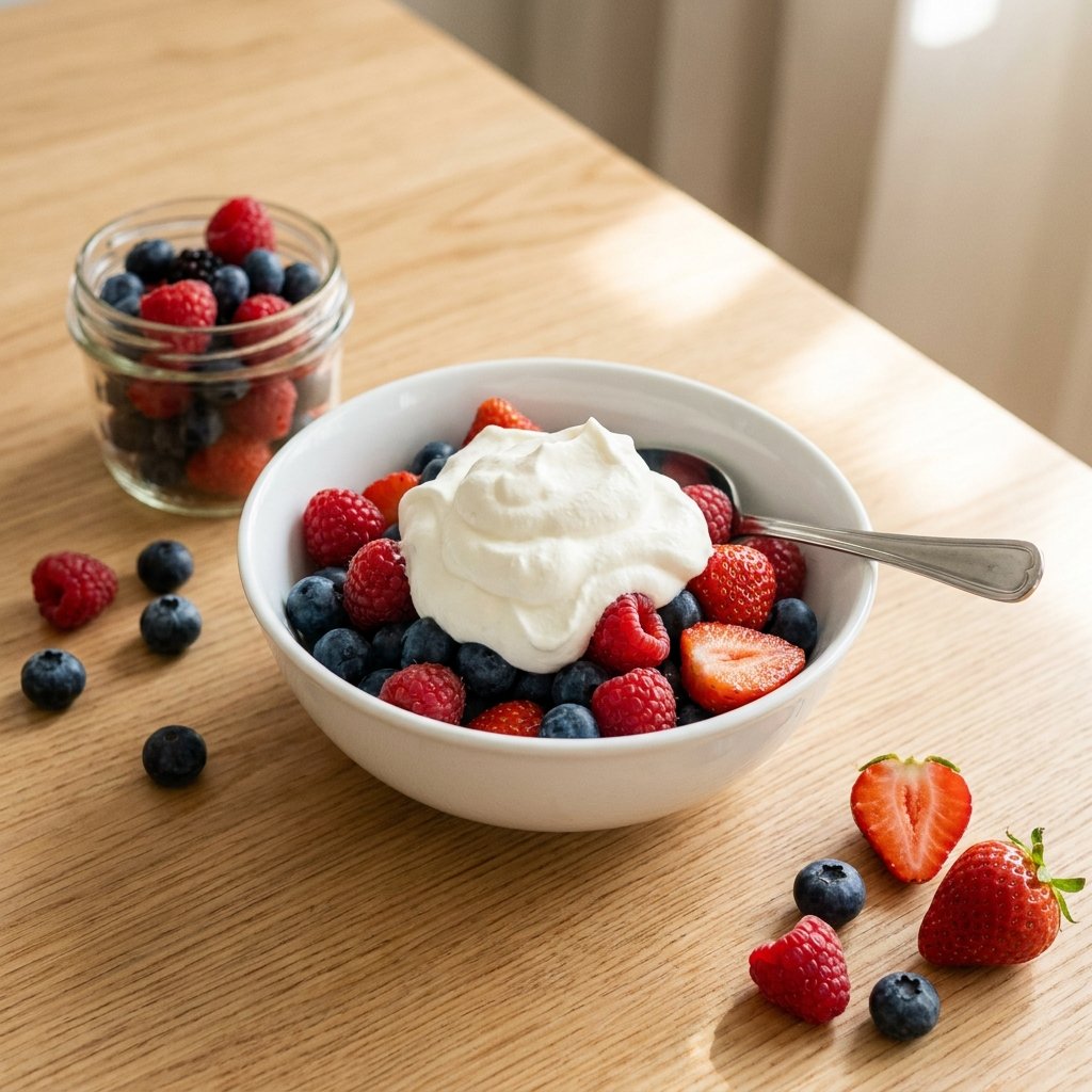 Keto-marjat kermavaahdon kanssa — käytännön annos