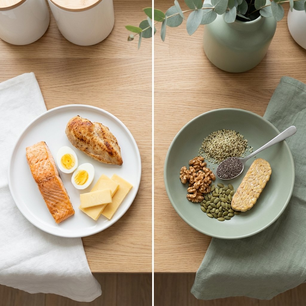 Eläinperäiset ja kasviperäiset proteiinilähteet keto-ruokavaliossa