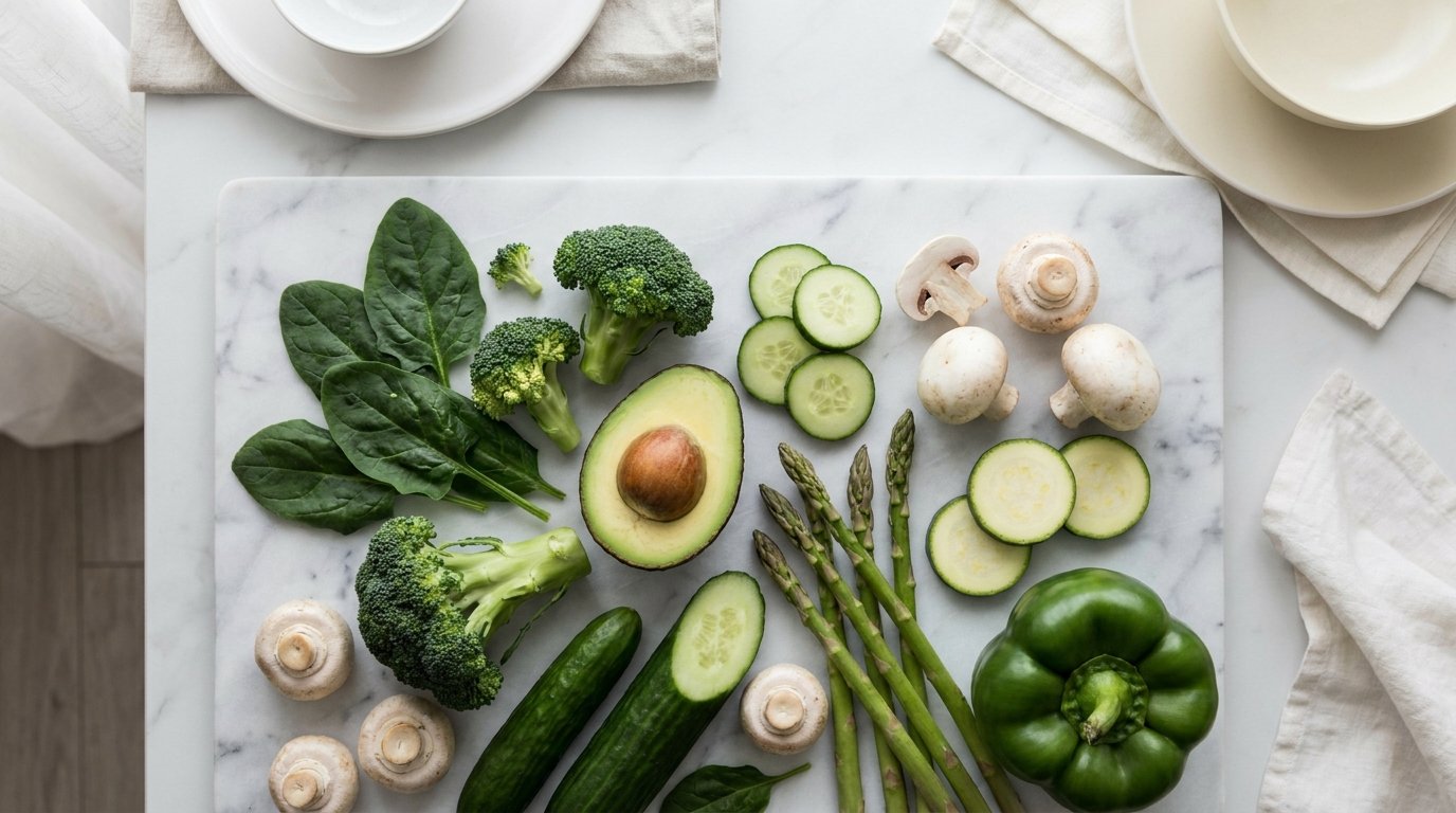 Parhaat keto-kasvikset — parsakaali, pinaatti, avokado ja kurkku