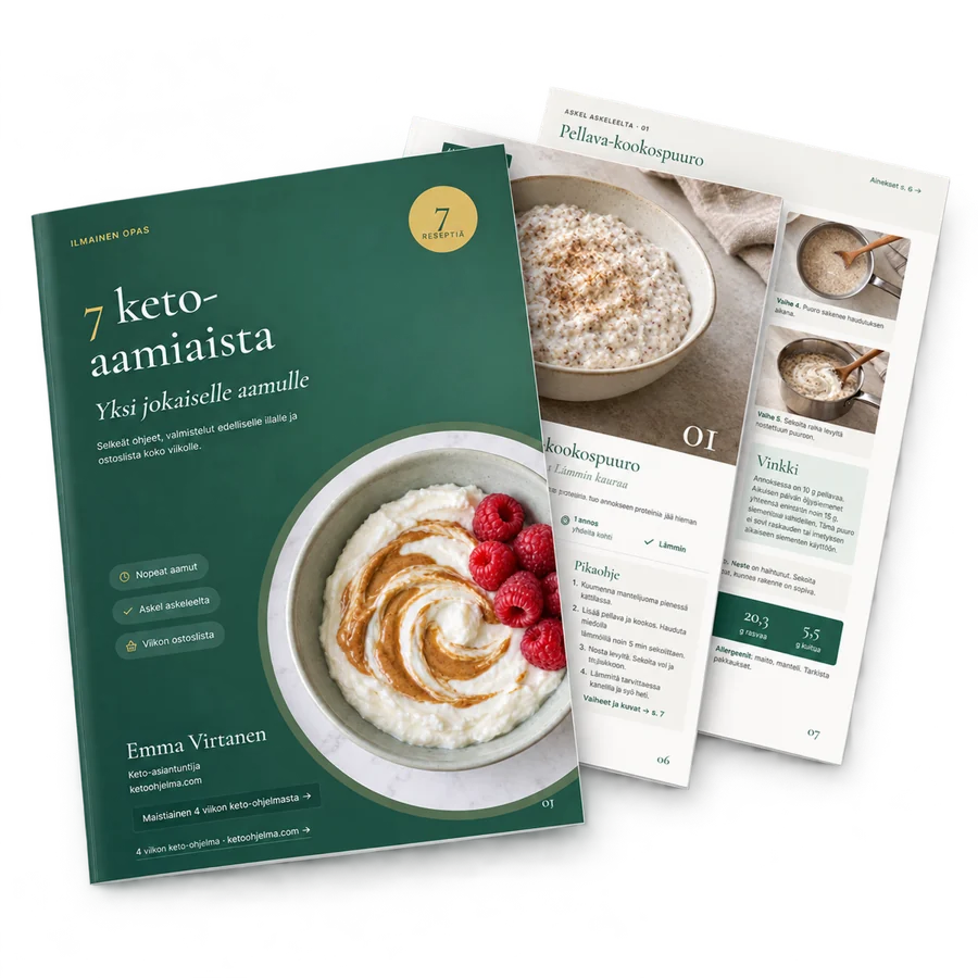 Keto-aamupalat: 7 aamiaista, yksi jokaiselle aamulle – ilmainen PDF-opas