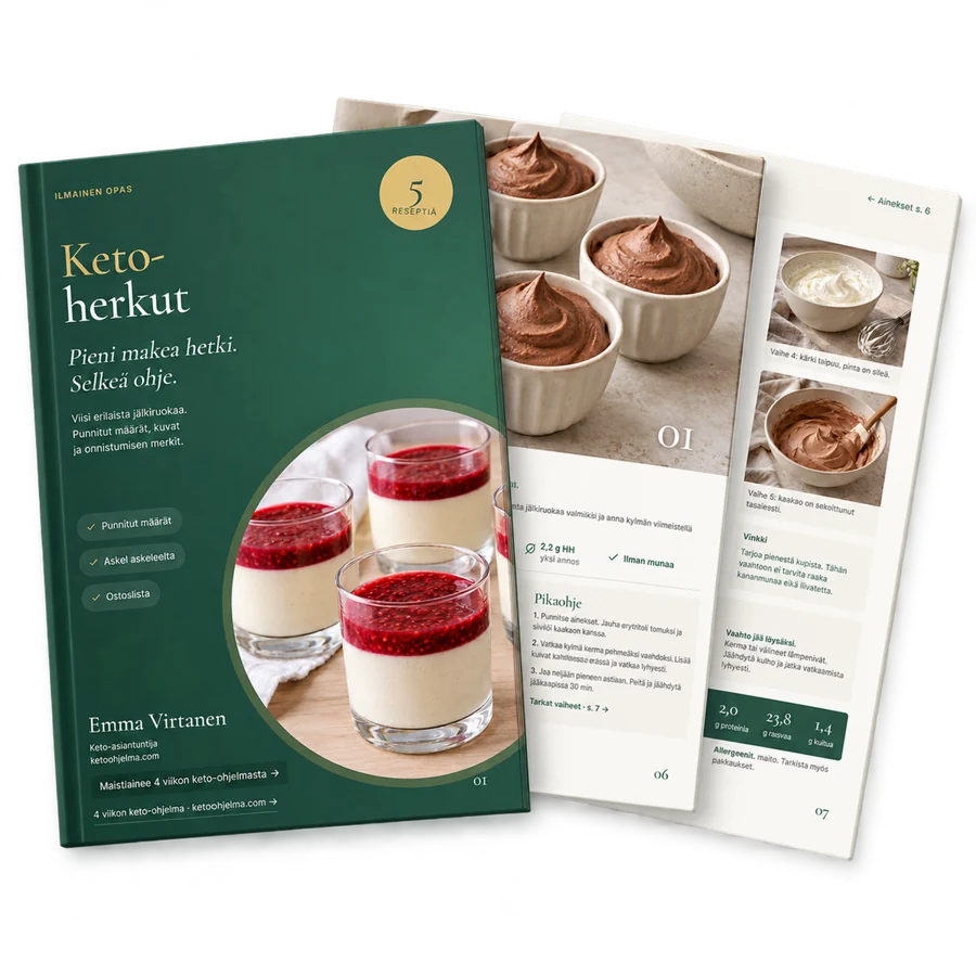 Keto-herkut: 5 jälkiruokaa ilman lisättyä sokeria – ilmainen PDF-opas